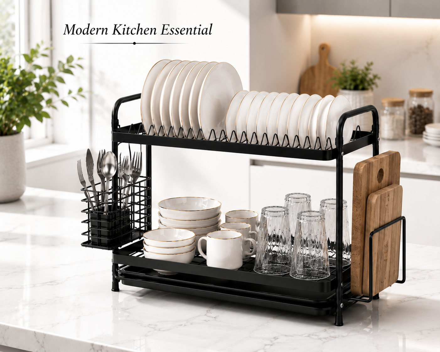 2 tier dish drainer rack