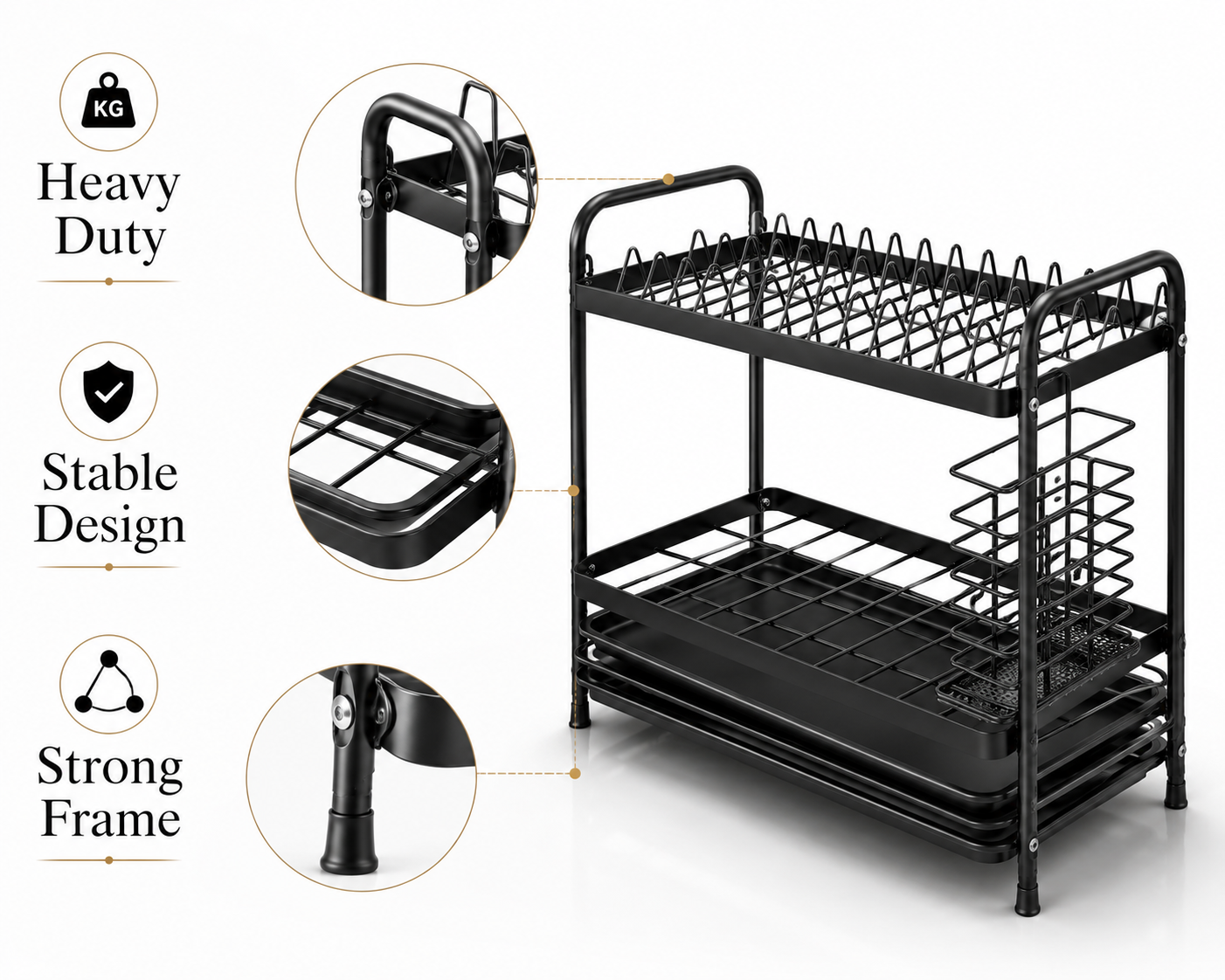 2 tier dish drainer rack
