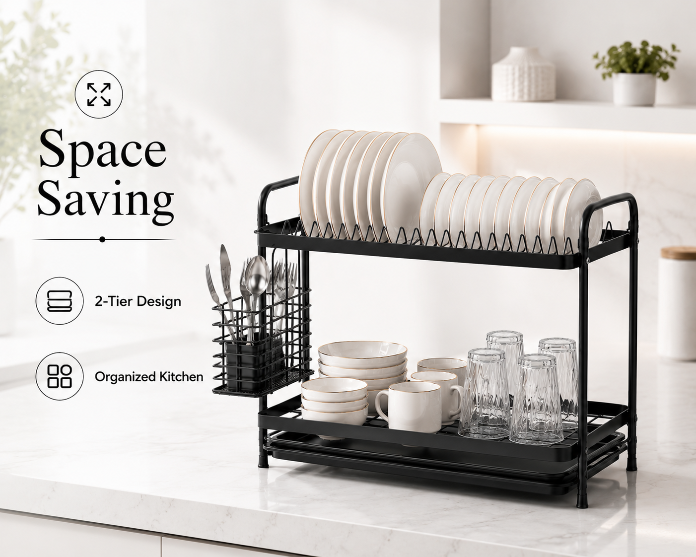 2 tier dish drainer rack