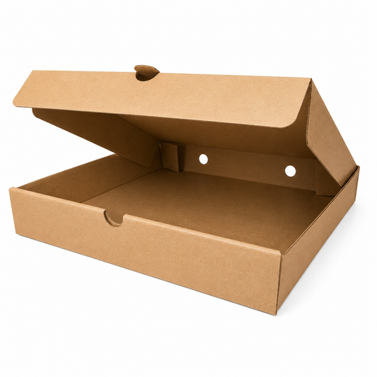 12 Inch Plain Brown Pizza Boxes – Kraft Takeaway Pizza Packaging Boxes (100 Pack)